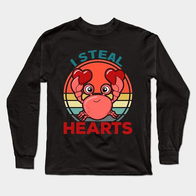 I Steal Hearts Crab Valentine's day Long Sleeve T-Shirt by sufian